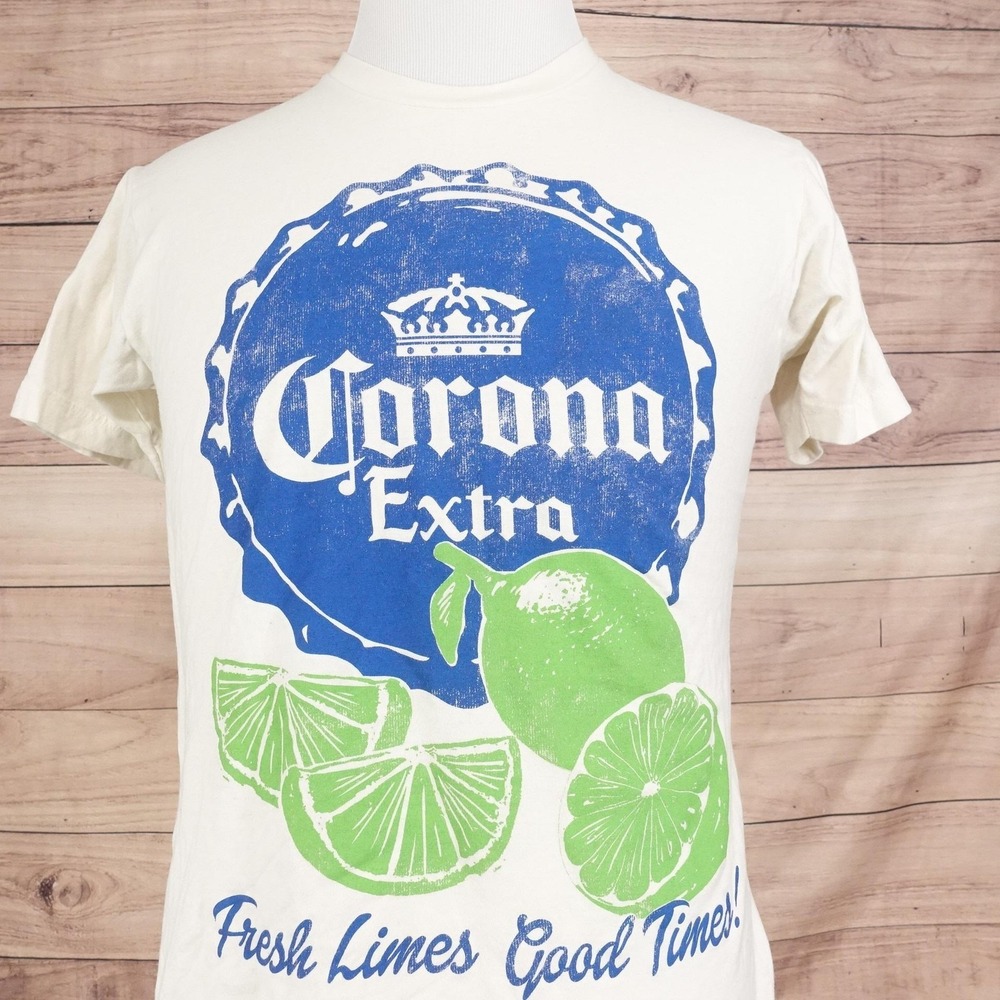Corona Shirt Mens M White Extra Fresh Limes Good Times Graphic Tee T-Shirt